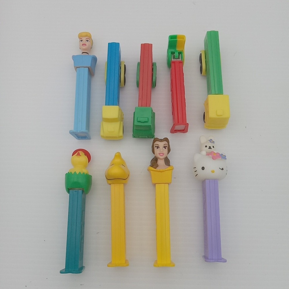 Lot Of 9 Pez Dispensers Disney, Peanuts, Hello Kitty, And More